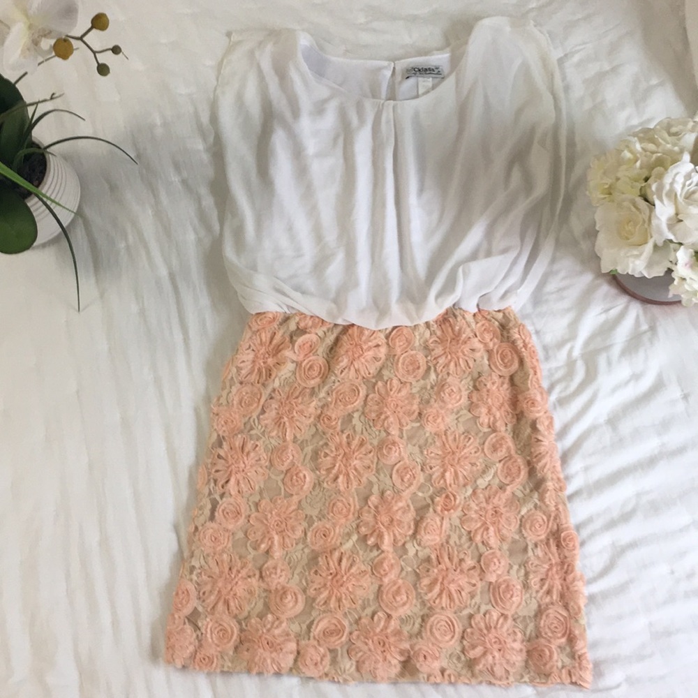 Flower white and peach dress